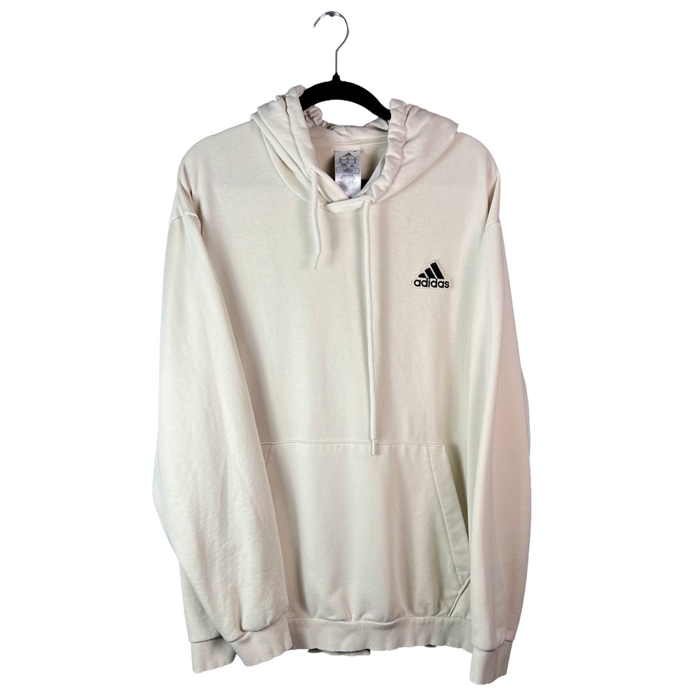 Adidas Cream Hoodie Men's Size XL Small Embroidered Logo Streetwear Skater